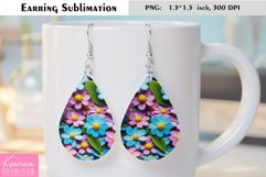 Floral Teardrop Earring|Summer Flower Earrings Sublimation Product Image 1