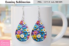 Floral Teardrop Earring|Summer Flower Earrings Sublimation Product Image 1