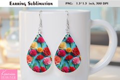 Floral Teardrop Earring|Summer Flower Earrings Sublimation Product Image 1