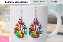 Floral Teardrop Earring|Summer Flower Earrings Sublimation Product Image 1
