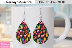 Floral Teardrop Earring|Summer Flower Earrings Sublimation Product Image 1