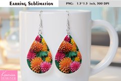 Floral Teardrop Earring|Summer Flower Earrings Sublimation Product Image 1