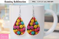 Floral Teardrop Earring|Summer Flower Earrings Sublimation Product Image 1