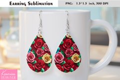Floral Teardrop Earring|Summer Flower Earrings Sublimation Product Image 1