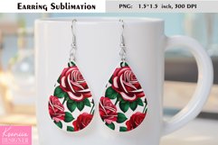 Floral Teardrop Earring|Summer Flower Earrings Sublimation Product Image 1