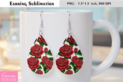 Floral Teardrop Earring|Summer Flower Earrings Sublimation Product Image 1