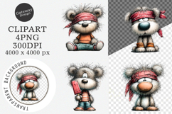 Summer Teddy Bear Clipart Set Product Image 1