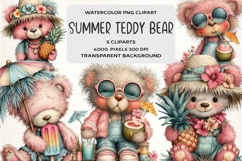 Summer Teddy Bear Clipart Product Image 1