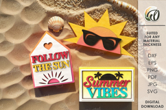 Summer Tiered Tray Decor Laser Cut. Summer quotes SVG Product Image 1
