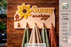 3D Towel Rack Laser Cut. Summer towel hanger SVG. Sunflower Product Image 1