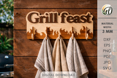 3D Towel Rack LaserCut. Summer towel hanger SVG. Grill feast Product Image 1