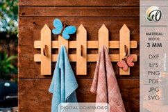 3D Towel Rack Laser Cut. Summer towel hanger SVG. Butterfly Product Image 1