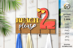 Summer Towel Rack Laser Cut. Flamingo SVG Product Image 1