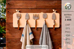 3D Towel Rack Laser Cut. Summer towel hanger SVG. Garden Product Image 1
