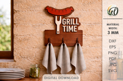 3D Towel Rack Laser Cut. Summer towel hanger SVG. Grill time Product Image 1