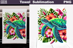 Tropical Sea Turtle Towel Design | Summer Sublimation PNG Product Image 1