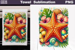 Tropical Starfish Kitchen Towel | Coastal Tea Towel Product Image 1