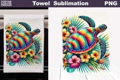 Colorful Sea Turtle Kitchen Towel | Tropical Tea Towel Product Image 1