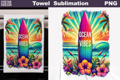 Ocean Vibes Kitchen Towel Sublimation | Summer Tea Towel Product Image 1