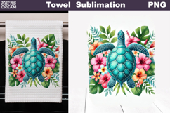 Sea Turtle Kitchen Towel Sublimation | Tropical Tea Towel Product Image 1