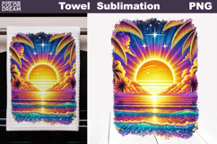 Tropical Sunset Kitchen Towel Sublimation | Beach Tea Towel Product Image 1