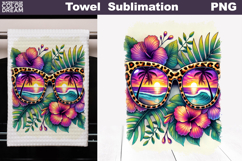 Summer Tropical Leopard Sunglasses Kitchen Towel Sublimation Product Image 1