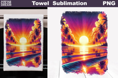 Tropical Sunset Kitchen Towel Sublimation | Summer Tea Towel Product Image 1