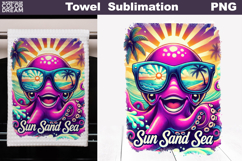 Sun Sand Sea Kitchen Towel Sublimation | Summer Tea Towel Product Image 1