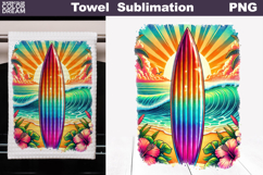 Tropical Surfboard Kitchen Towel Sublimation | Summer Beach Product Image 1