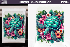Tropical Turtle Floral Art | Kitchen Towel Sublimation Product Image 1