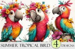 Whimsical Summer Tropical Bird Clipart Product Image 1