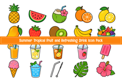 Summer Tropical Fruit and Refreshing Drink Icon Pack Product Image 1
