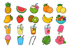 Summer Tropical Fruit and Refreshing Drink Icon Pack Product Image 2
