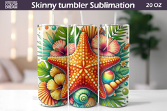 Tropical Starfish Tumbler Wrap| Summer Beach Sublimation Product Image 1