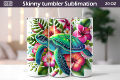 Tropical Sea Turtle Tumbler Wrap| Summer Floral Sublimation Product Image 1