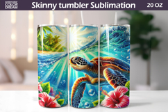 Ocean Sea Turtle Tumbler Design | Tropical Beach Sublimation Product Image 1