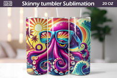Cool Octopus Tumbler Design | Retro Summer Beach Sublimation Product Image 1