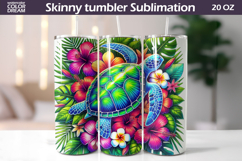 Tropical Sea Turtle Tumbler Wrap| Hibiscus Beach Sublimation Product Image 1