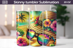 Tropical Beach Hat Sunglasses Tumbler Design | Summer Sunset Product Image 1