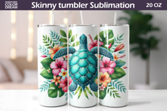 Sea Turtle Floral Tumbler Wrap| Tropical Botanical Product Image 1