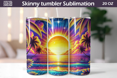 Tropical Sunset Beach Tumbler Wrap| Retro Ocean Sublimation Product Image 1