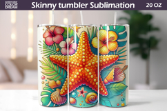 Tropical Starfish Tumbler Design | Beach Shell Summer Sublim Product Image 1