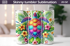 Rainbow Sea Turtle Tropical Tumbler Design | Hibiscus Ocean Product Image 1