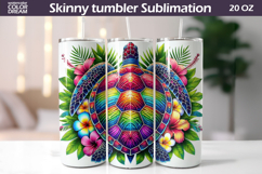 Rainbow Sea Turtle Tropical Tumbler Design | Hibiscus Floral Product Image 1