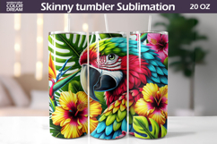 Tropical Parrot Tumbler Design | Hibiscus Jungle Sublimation Product Image 1