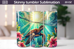 Ocean Sun Rays Sea Turtle Tumbler | Tropical Wave Sublimatio Product Image 1