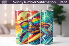 Surfing Sea Turtle Tumbler Wrap | Tropical Summer Sublimatio Product Image 1