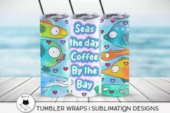 3 tumblers on the beach with fish summer design