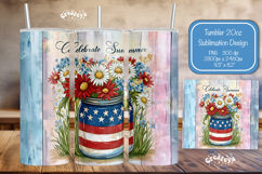 Flower Summer Tumbler Wrap PNG Skinny 20oz Seamless wrap Product Image 1