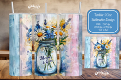 Flower Summer Tumbler Wrap PNG Skinny 20oz Seamless wrap Product Image 1